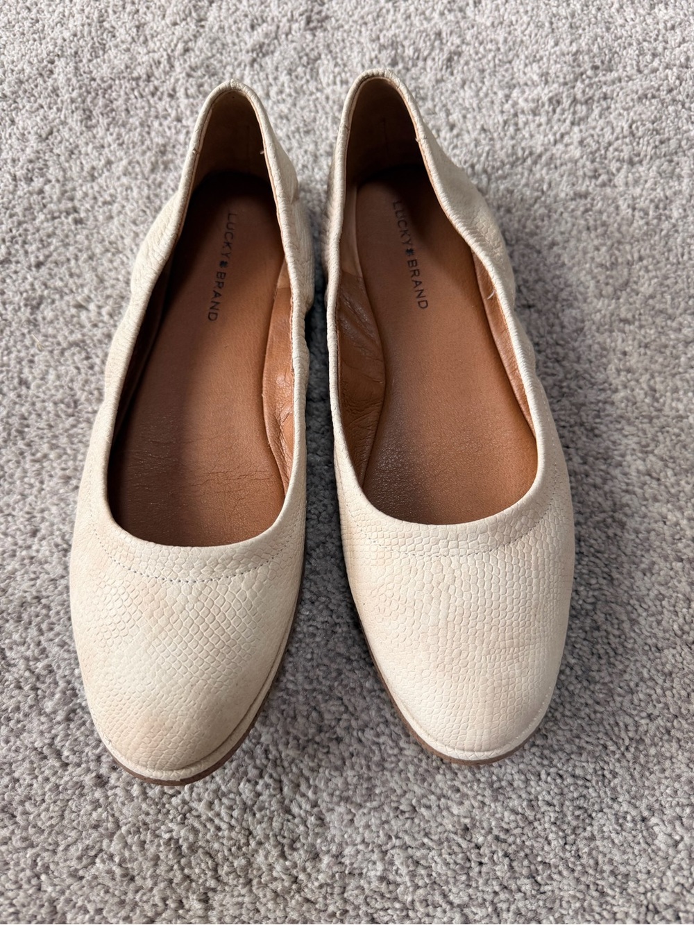 Lucky Brand Emmie Leather Ballet Flats Light Ermine 8.5